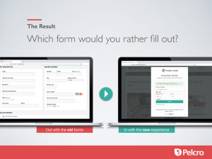 Comparison between older long subscription forms and Pelcro's modern subscription form, the modern form is clearly better suited for driving subscription revenue