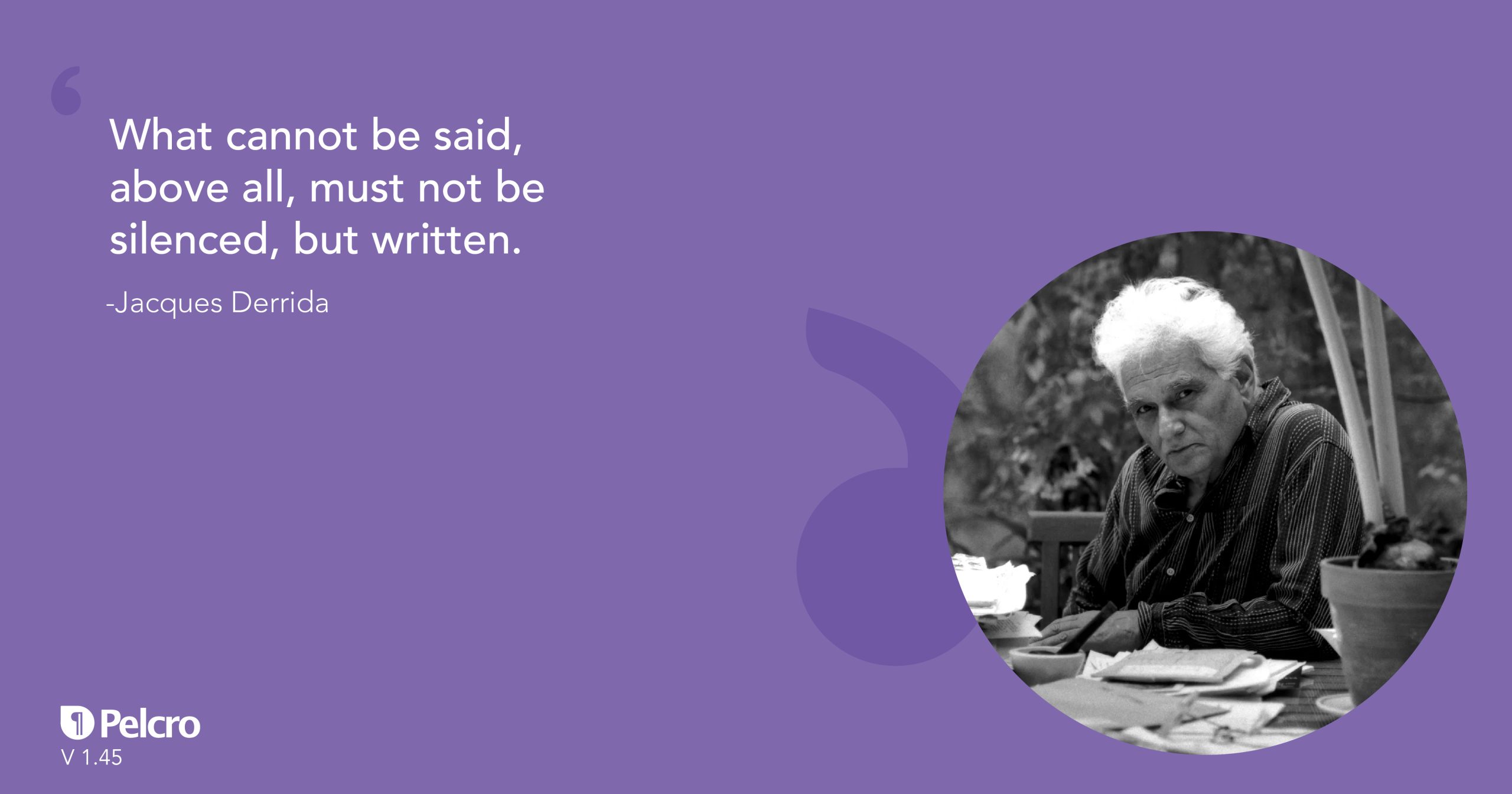 a picture of jacques derrida with a quote from him
"what cannot be said, above all, must not be silenced, but written."